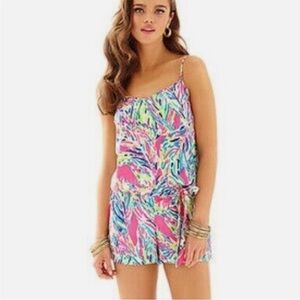 Lilly Pulitzer Deanna Romper Palm Reader Size Small